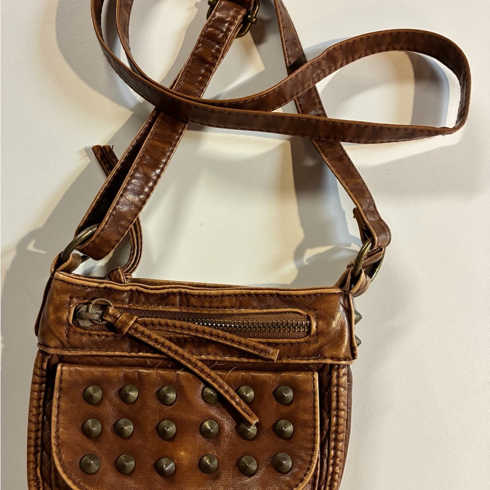 Cute Little Brown Studded Crossbody Bag